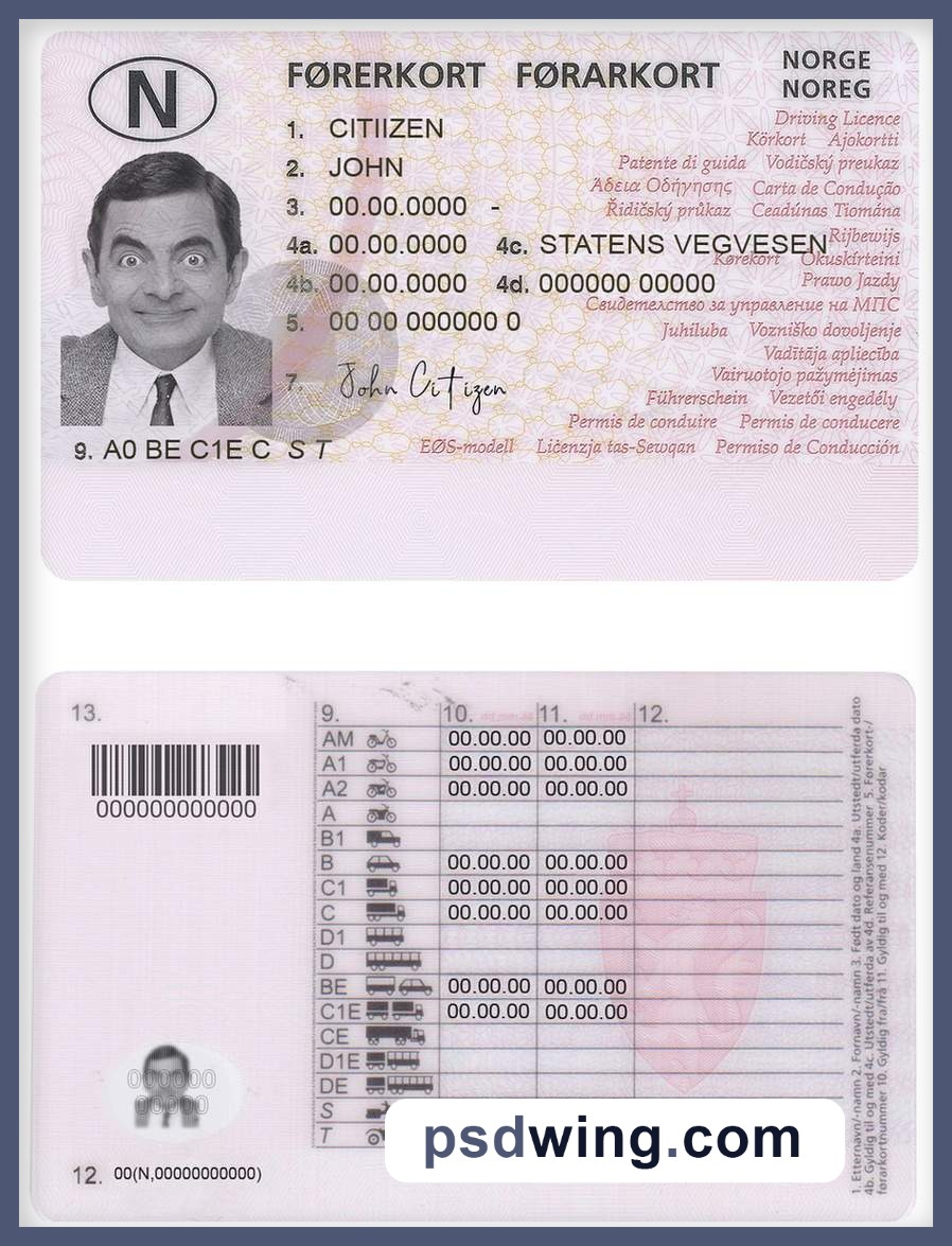 Norway Driving License 2013-Present